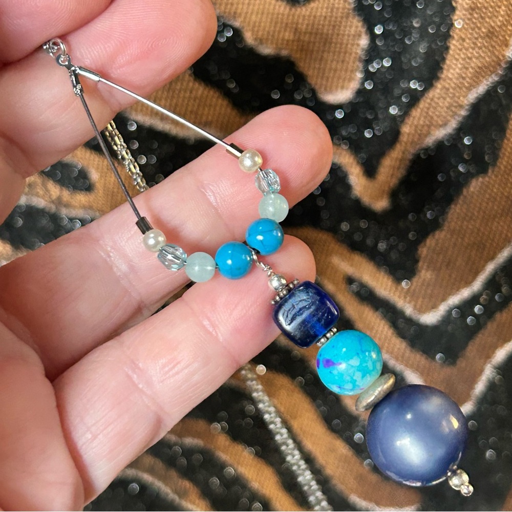Handcrafted vintage bead changeable charm pendant on chain necklace